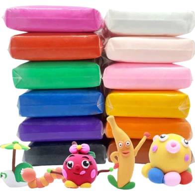 Diy Light Clay Super Colourful Non - Toxic, Multi Colour - 12 Pc - Rokomari product